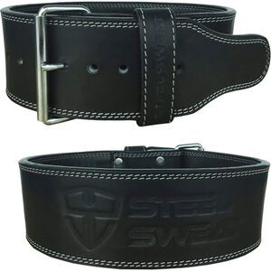 Steel Sweat 10mm Leather Powerlifting Belt 4" Weight Lifting Gym Black Gymcore